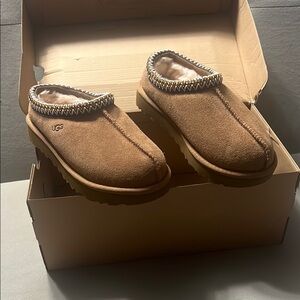 UGG Tan Suede Slippers with Plush Comfort